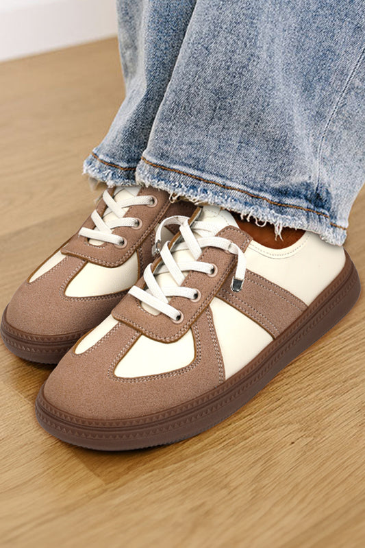 Chic Camel Patchwork Lace-Ups - StarsNStrides.com