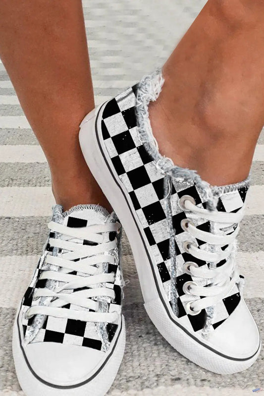 Black Checkered Sneakers Lovely Girl World